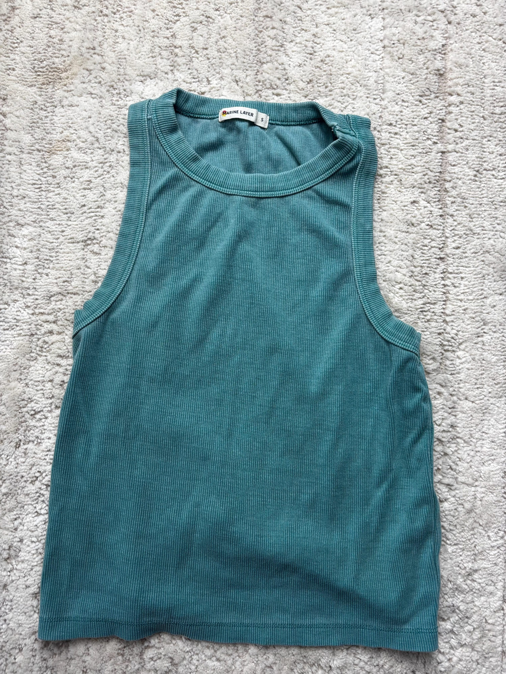 Marine Layer Ribbed Tank Top Teal Size S